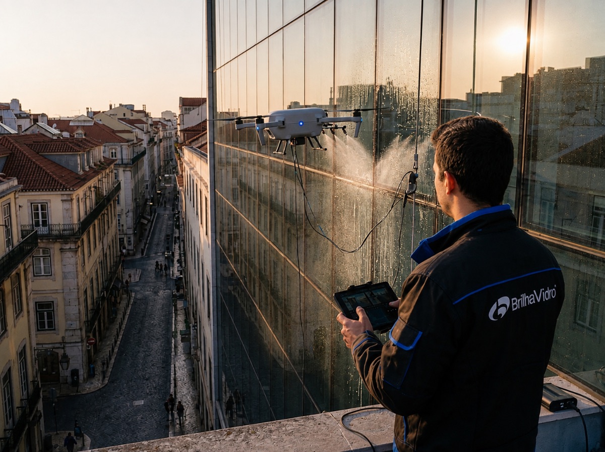 Limpeza de Vidros com Drone pela BrilhaVidro em Lisboa e Setúbal